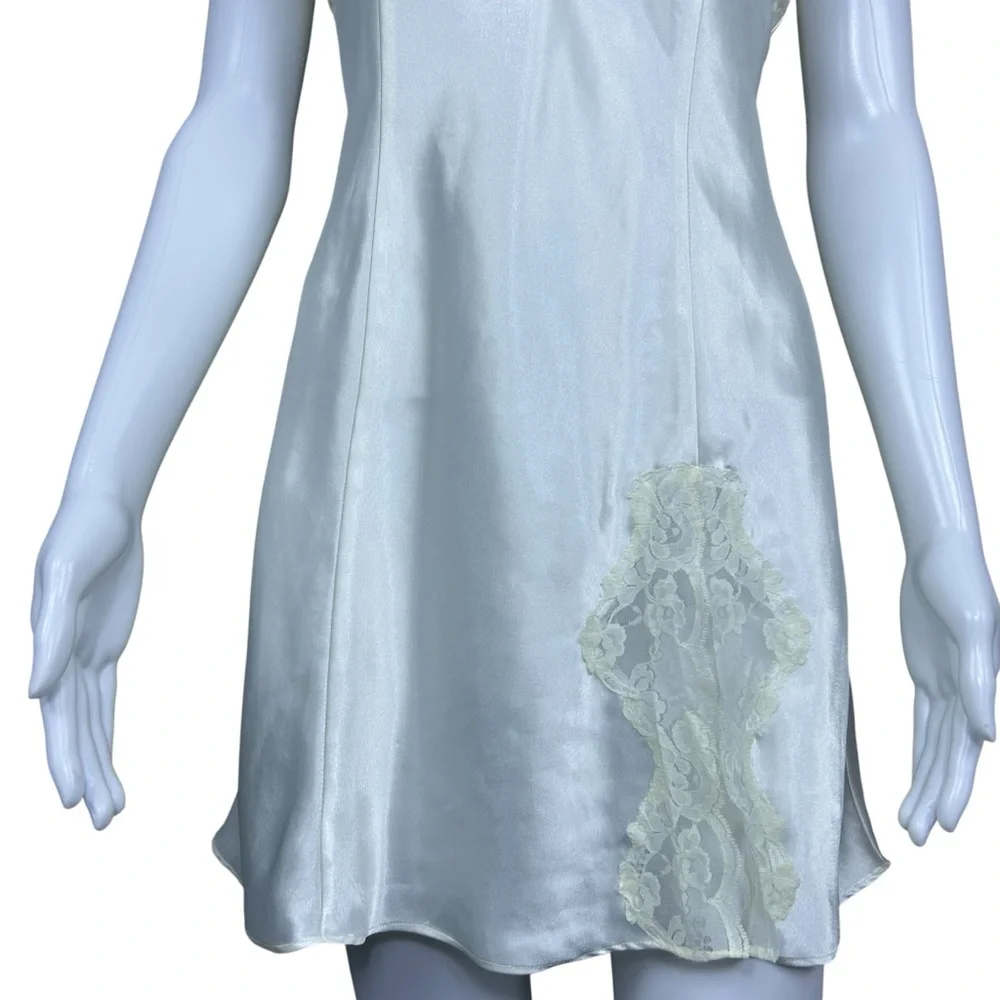VTG Victorias Secret Satin Lace Chemise Slip Dress Size S Bias Cut Y2K Lingerie